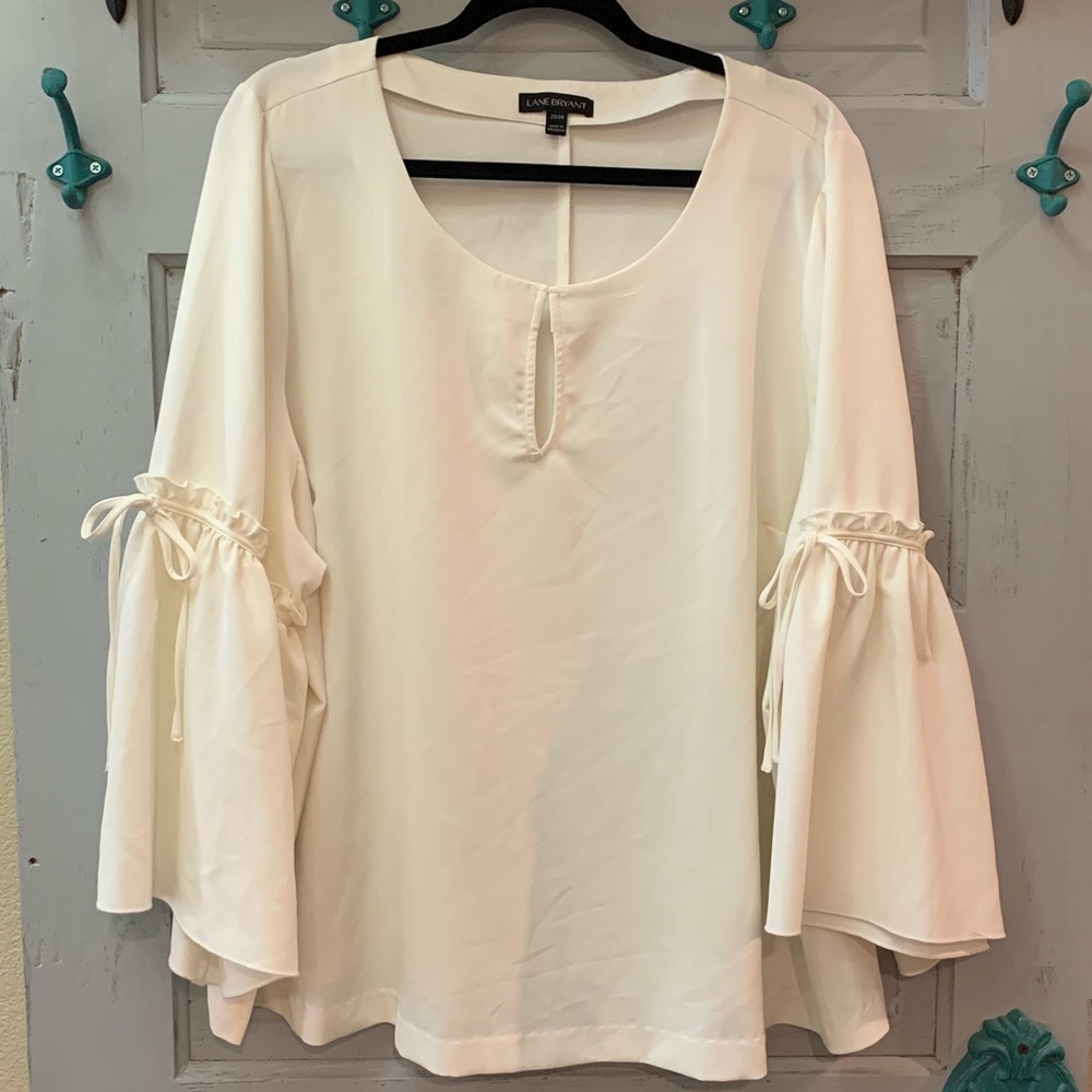 Lane Bryant Ivory Bell Sleeve Blouse